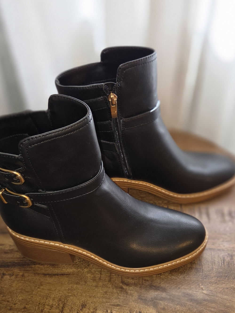Marc Fisher Black Marieta 2 Buckle Moto Ankle Boots - Size 9M